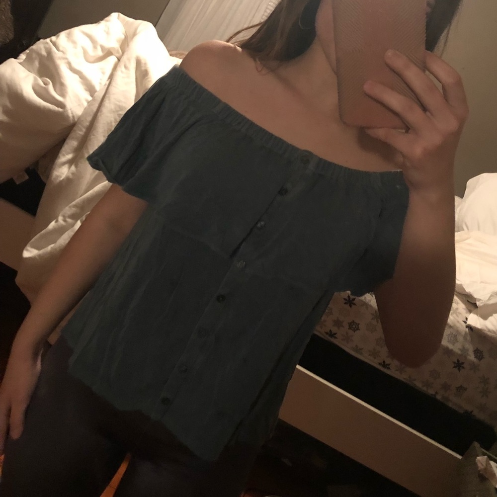 Dark green off the shoulder top
